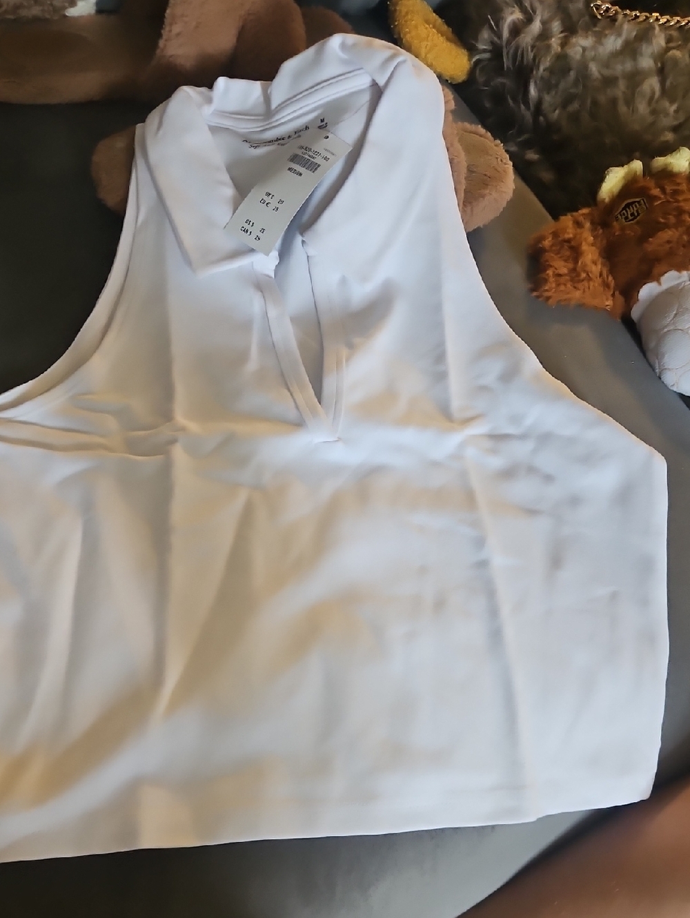 Abercrombie & Fitch White Sleeveless V-Neck Tank